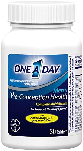 One A Day Men's Pre-Conception Health Multivitamin to Support Healthy Sperm, Supplement for Men with Vitamin C, Vitamin E, Selenium, Zinc, and Lycopene, 30 Count