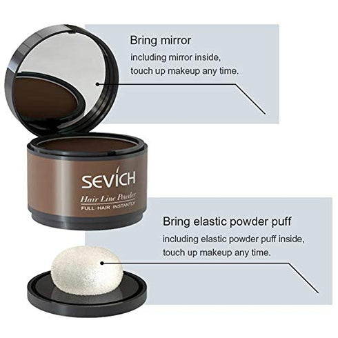 Instantly Hairline Shadow - SEVICH Hairline Powder, Quick Cover Grey Hair Root Concealer, Eyebrows & Beard Line, Hair Root Touch Up for Thinning Grey Hairline, Windproof&Sweatproof, Dark Brown