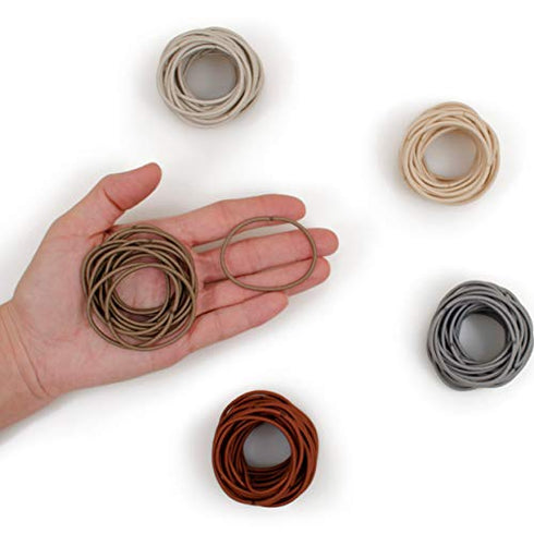 Heliums Beige Blonde Thin 2mm Hair Elastics, Color Match Hair Ties for Fine Hair, 1.75 Inch Standard Size - 40 Count