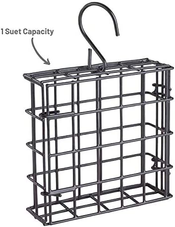 More Birds Suet Cage Bird Feeder, Fruit and Suet Feeder, Single Cake Capacity ,Black