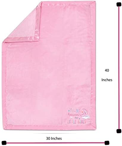 Baby Essentials 30x40 Fleece Baby Blanket with Satin Trim for Boys, Girls, and Unknown Gender Baby (Pink)