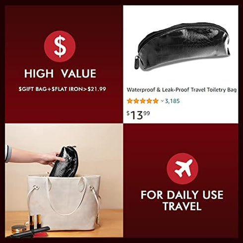 AXUF Mini Dual Deluxe Styler,Mini Flat Iron Add Straighten & Curls Hair Straightener, 3/4 Inch Travel Flat Iron for Short Hair, Curls Bangs