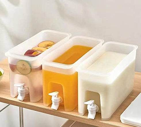 Plastic Drink Dispenser, Beverage Dispenser With Spigot, 1 Gallon Iced Juice Lemonade Dispenser For Party Daily Use, Milk Dispenser For Fridge Gallon, Small Water Dispensers