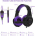 Anivia Computer Wired Over Ear Headphones Updated AH68 Stereo Surround Sound Headsets Gaming Headset with HD Mic, Volume Control, Noise Isolating, Bass, 3.5mm Audio-Jack for Multi-Platforms, Purple
