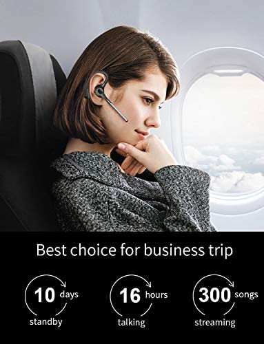 CONAMBO Bluetooth Headset V5.1, 16 Hrs HD Talktime CVC8.0 Dual Mic Noise Cancelling Hands Free Bluetooth Earpiece for Cell Phone iPhone Android Driving Business Office