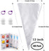GEMLON Disposable Icing Piping Bags and Tips Set, 100Pcs 12 Inch Clear Plastic Pastry Bags Icing Piping Bags, Cookies&Cupcake&Cake Decorating Tool Supplies with Frosting Bags&6 Tips&2 Couplers&2 Ties