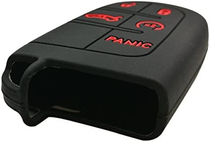 Coolbestda Rubber Smart 5 Buttons Key Fob Cover Remote Case Keyless Protector Jacket for 2018 2019 2020 2021 Jeep Grand Cherokee Compass Dodge Challenger Charger Dart Durango Journey Chrysler 300 200