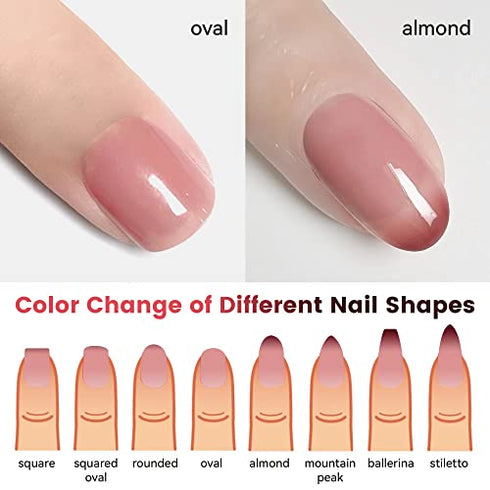 YTD Likomey Color Changing Gel Nail Polish,15ml Burgundy Red Translucent Nude Pink Mood Temperature Change Colors Thermal Winter UV Manicure Gel