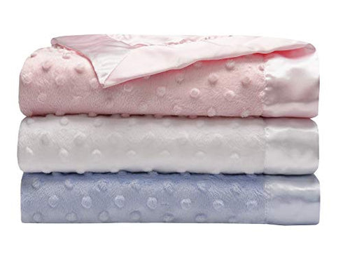 Baby Starters Textured Dot Blanket with Satin Trim, White 30" x 40"