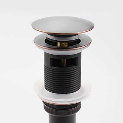 Oil Rubbed Bronze Pop Up Sink Drain, Vanity Bathroom Vessel Lavatory Faucet Drain Stopper, ORB with Overflow