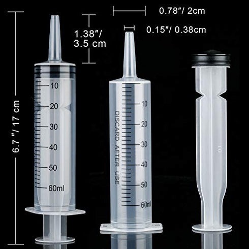 Boao 10 Pack Plastic Syringe Liquid Measuring Syringes Without Needle for Epoxy Resin, Craft, Scientific Labs, Feeding Pets Animals, Oil or Glue Applicator (60 ML)