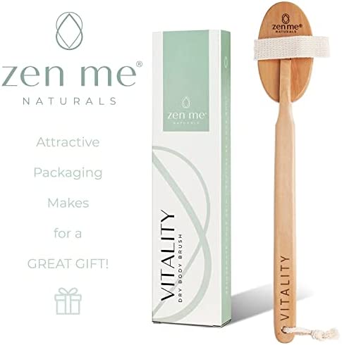 Zen Me Premium Boar Bristle Brush, Exfoliating Brush with Firm Natural Bristles for Cellulite and Lymphatic, Body Scrub Brush for Experienced Users, with Detox eBook Gift
