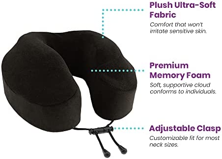 Cabeau Evolution Classic 100% Memory Foam Travel Neck Pillow for Airplanes and Travel, 360-Degree Support Backed by Sleep Science, Midnight