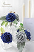 floroom Artificial Flowers 25pcs Real Looking Silver Grey Foam Fake Roses with Stems for DIY Wedding Bouquets Bridal Shower Centerpieces Floral Arrangements Party Tables Home Decorations