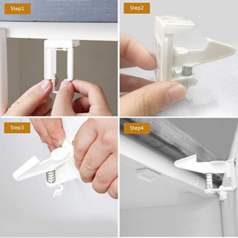 Cabinet Locks Baby Proofing Latches - Vmaisi 12 Pack Adhesive Child Safety Drawer Lock No Drilling Black