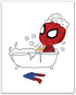 Spiderman Bathroom Prints - Set of 4 (8 inches x 10 inches) Wall Art Decor