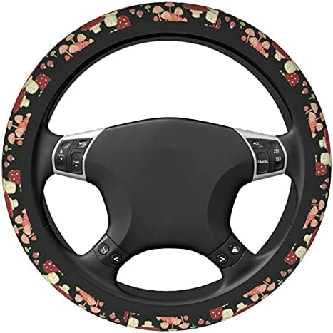 Mushroom Steering Wheel Cover for Women & Men,Universal 15 Inches Anti Slip Neoprene Cute Steering Wheel Cover Car Accessories Protective Case Fit Auto SUV Sedan Vans Trucks