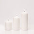 Cone Top Pillar Candles by Bask - Set of 3 - 3" x 4", 6", and 8" Dripless Unscented Candles in White for Home Decor, Relaxation & All Occasions