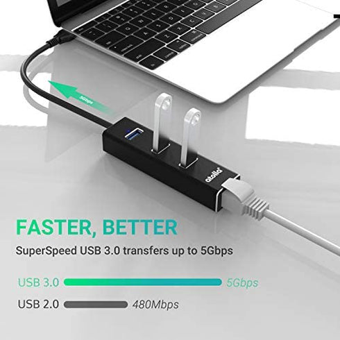 USB 3.0 Hub Ethernet with USB C Adapter, 3 Port USB 3.0 Splitter Gigabit Ethernet Hub + USB C HUB Network RJ45 1000Mbps USB Extender