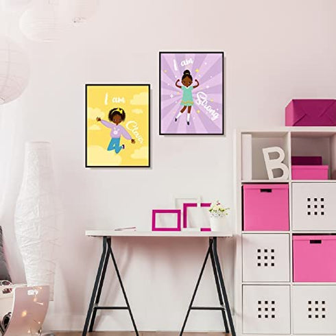 9 Pieces Motivational Black Girl Wall Decor Girls Room Decor African Girl Inspirationa Quotes Poster Unframed Black Girls Art Prints for Kids Teen Girls Room Wall Decorations,Unframed, 8 x 10 Inch