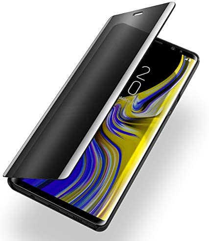 AICase Galaxy Note 9 Case, Luxury Translucent View Window Front Cover Mirror Screen Flip Smart Electroplate Plating Stand 360 Full Body Protective Case for Samsung Galaxy Note 9 (Midnight Black)