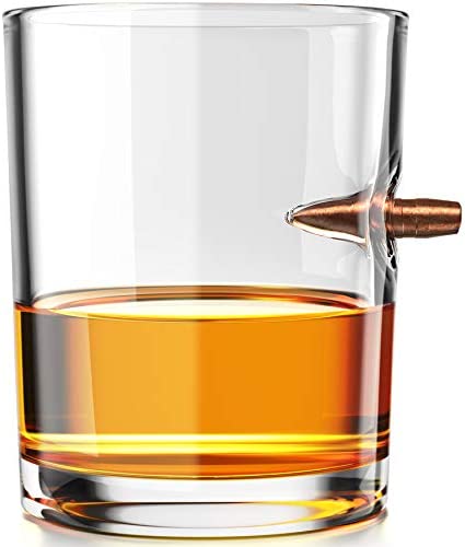 .308 Bullet Hand Blown Old Fashioned Whiskey Rocks Glass 10 oz - American Owned Veteran Operated Company