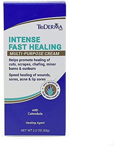 TriDerma Intense Fast Healing Multi-Purpose Cream for Cuts, Scrapes, Sores, Chafing, Minor Burns and Sunburn (2.2 oz Tube)