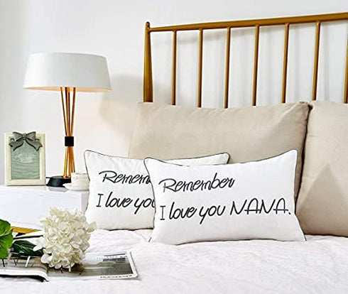 Sanmetex Nana Gifts from Grandkids, Nana Birthday Gifts, Nana Ideas with Remember I Love You Nana Quote Lumbar Pillow Cover 12x20 Inch.