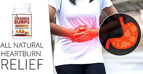 Orange Burps D-Limonene Softgels | Orange Peel Extract for Digestive Health | Non-Harmful Solution for Acid Reflux & Heartburn | Easy-to-swallow & each Bottle Contains 500mg, 40 Capsules | Gluten-Free