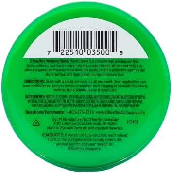 O'Keeffe's Working Hands Hand Cream for Extremely Dry, Cracked Hands, 3.4 Ounce Jar, (Pack 2)