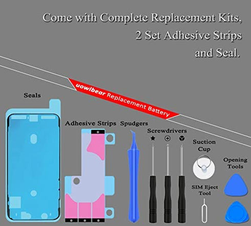 uowlbear Battery for iPhone X, 4400mAh Rechargeable Battery for A1865 A1901 A1902 with Complete Replacement Kits, 2 Set Adhesive Strips and Seal -0 Cycle High Capacity