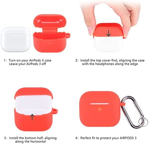 Compatible with AirPods 3 Case Cover Silicone Protective Case Skin for Airpods 3rd Generation Charging Case 2021 (Front LED Visible) Navy Blue