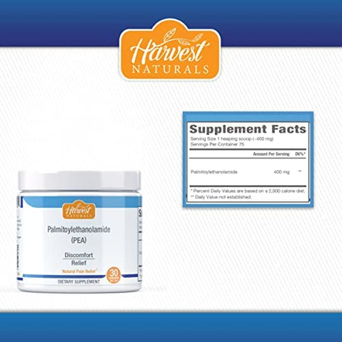 Palmitoylethanolamide (Pea) - Natural Pain Relief Pure Powder - Anti-Inflammatory Supplement 30 Gram - Harvest Naturals
