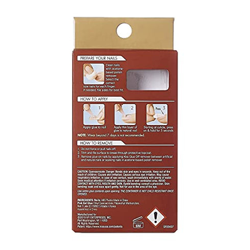 Gold Finger Gel Glam Design Nail Press On Nails, Gel Nail Kit, Polish Free Manicure Long Length (GD18)
