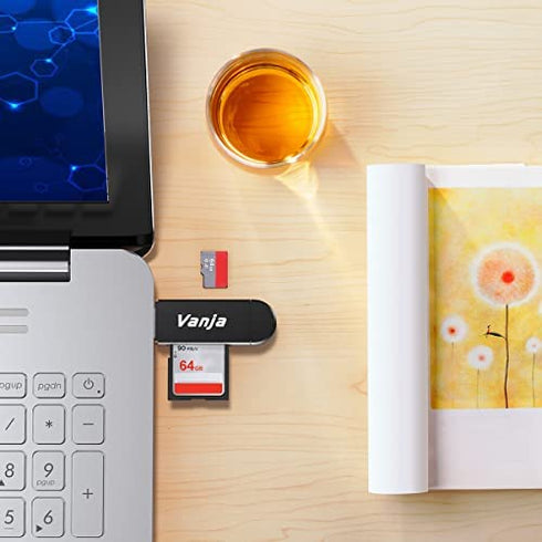 Vanja SD Card Reader, Micro USB OTG Adapter and USB 2.0 Portable Memory Card Reader for SD TF SDXC SDHC MMC RS-MMC Micro SD Micro SDXC Micro SDHC Card and UHS-I Cards