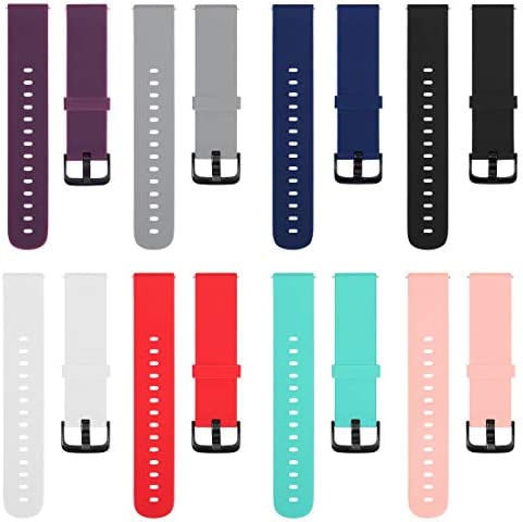 TECKMICO 8PCS Bands Replacement for Amazfit Bip Smartwatch,20mm Quick Release Watch Soft Silicone Bands for Amazfit Bip Band Women Men
