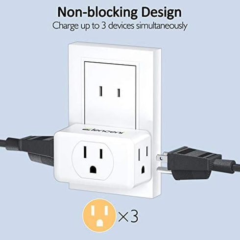 3 Prong to 2 Prong Adapter, LENCENT Plug Extender, Wall Plug Splitter with 3 AC Outlets, Travel Power Adaptor for US to Japan Japanese Philippines-Type A, Cruise Ship Approved, 1875W Max, 2 Pack