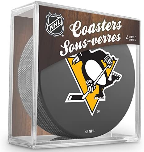Inglasco Team Logo Hockey Puck Coasters (4) Pack - Penguins