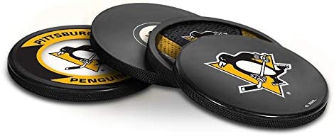 Inglasco Team Logo Hockey Puck Coasters (4) Pack - Penguins