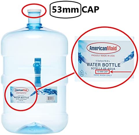 Screw-On Caps Compatible with 1-5 Gallon American Maid Water Jugs, (53-400) 53mm Size Bottle Lids, 3pk