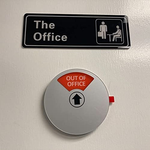 The Office Sign, Black and White Acrylic Sign for Mens Home Office Business Decor, The Office Merchandise TV Show Official Logo Sign Gift, The Office Self Adhesive Plastic Plaque for Door Wall, 9 x 3"