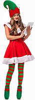 SATINIOR 4 Pieces Elf Christmas Women Costume Santa Elf Hat Elf Shoes Christmas Striped Tights Stocking Multicoloured