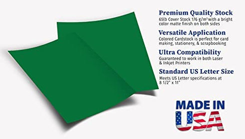 65lb Cover Cardstock Paper - 8.5 x 11 inch - 25 Sheets (Holiday Green)