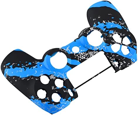 eXtremeRate Blue Coating Splash Patterned Custom Faceplate Cover, Replacement Front Housing Shell Case Compatible with ps4 Slim Pro Controller JDM-040/050/055 - Controller NOT Included