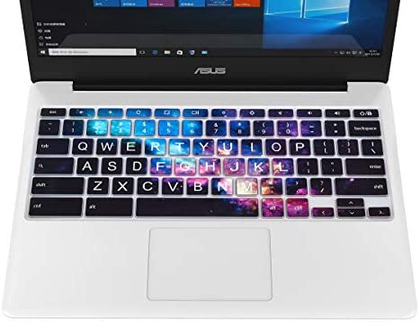 CaseBuy Keyboard Cover for ASUS Chromebook Flip C433 C434TA 2-in-1 Laptop, ASUS C302CA/C423NA/C425TA/C433TA-AS384T/C434TA-DH342T DSM4T DS384T C523NA 14" Chromebook, Letters in Upper Case, Galaxy Black