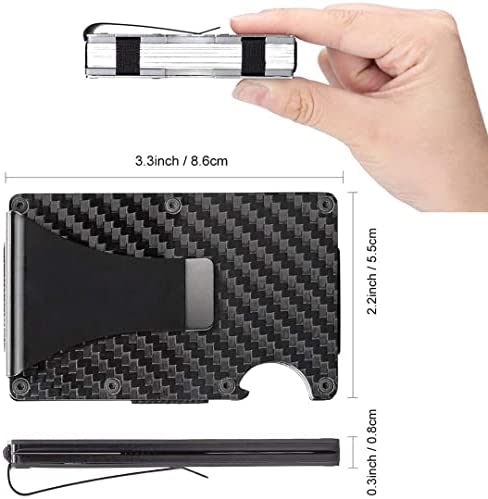 Carbon Fiber Wallet, RFID Blocking Front Packet, Metal Business Credit Card Holder, Slim Minimalist Money Clip for Men and Women (Black)