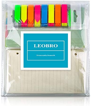 A6 Refill Paper, 3 Pack 45PCS A6 6 Ring Loose Leaf Paper, 2 Pack 160PCS Neon Page Markers, with Binder Pockets & Binder Dividers, LEOBRO A6 Lined Paper Refills for A6 Binder Planner Notebook Journal
