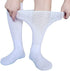 Extra Wide Socks for Lymphedema Swollen Feet Leg, Bariatric Socks, Medical Cast Sock, Diabetic Non Binding Socks – Neuropathy Swelling Feet Socks for Women Men(2 Pairs(White))