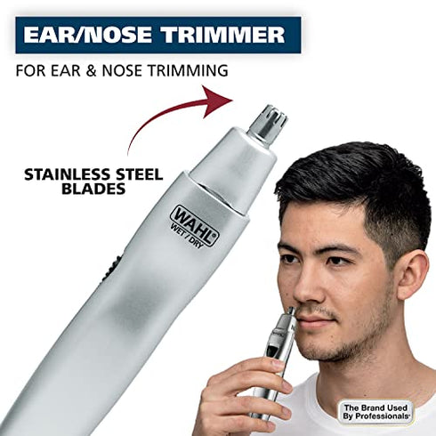 Wahl Men’s Nose Hair Trimmer, for Eyebrows, Nose & Ear Hair, No Pull, No Snag Guarantee, Battery Included - Model 5545-400