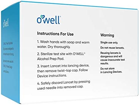 O'WELL Twist Top Lancets, 30 Gauge | for Blood Glucose & Keto Testing | 2 Boxes of 100 Sterile Lancets